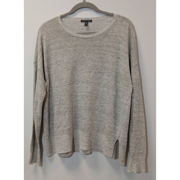 Eileen Fisher Tops - Eileen fisher womens medium 100% organic linen gray knit slouchy spring shirt